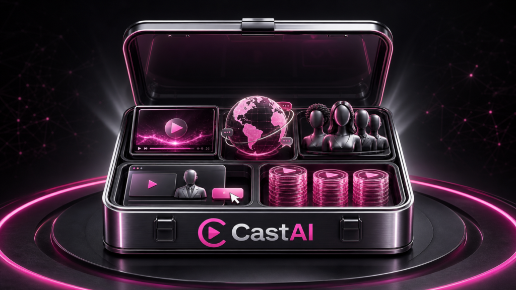 CastAI Fast Track bundle with HD video, translation, AI spokespersons, TalkingFaces deployment, and credit upgrades